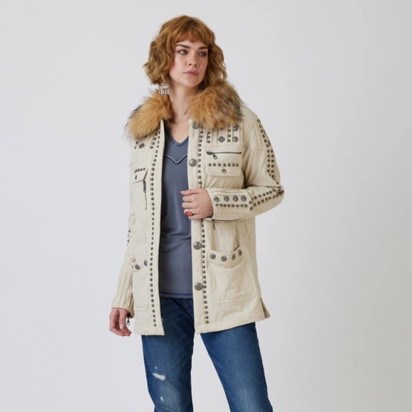 Double D Ranch “Racing Clouds” Studded Jacket in Bone | Size S | NEW - Picture 13 of 13